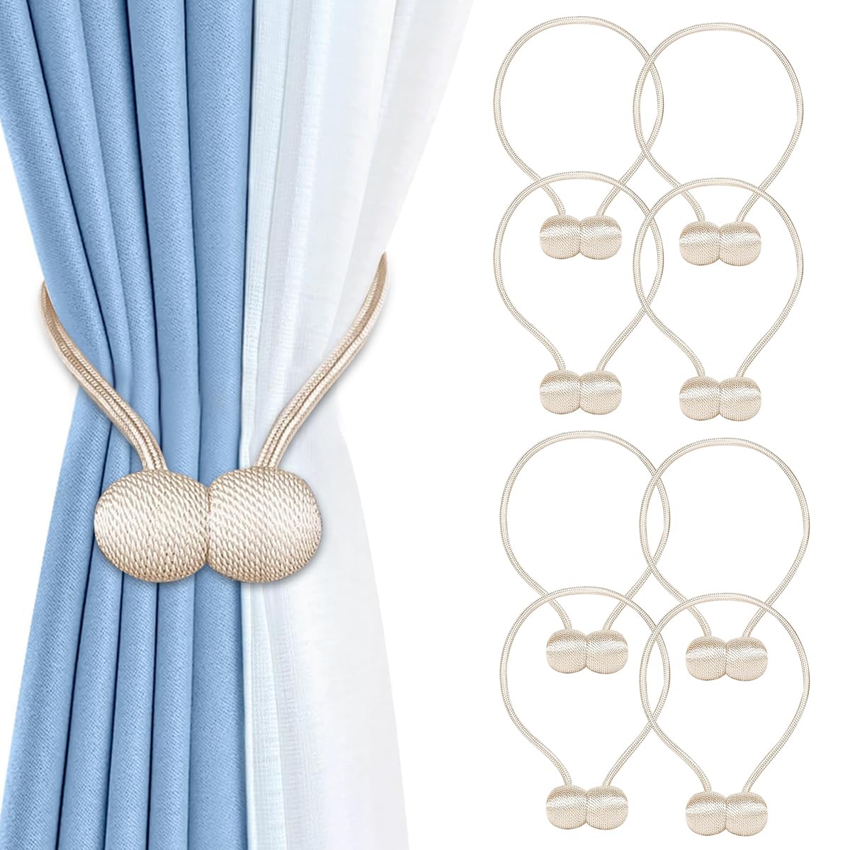 HASTHIP 8Pcs Magnetic Curtain Tiebacks Curtain Clips Rope Holdbacks Curtain Weaving Holder Buckles for Home Office Decoration HASTHIP 8Pcs Magnetic Curtain Tiebacks Curtain Clips Rope Holdbacks Curtain Weaving Holder Buckles for Home Office Decoration